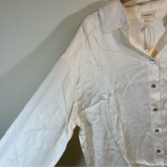 DONNI. Silky Button Down in Cream Creme XS NWT - Picture 5 of 12